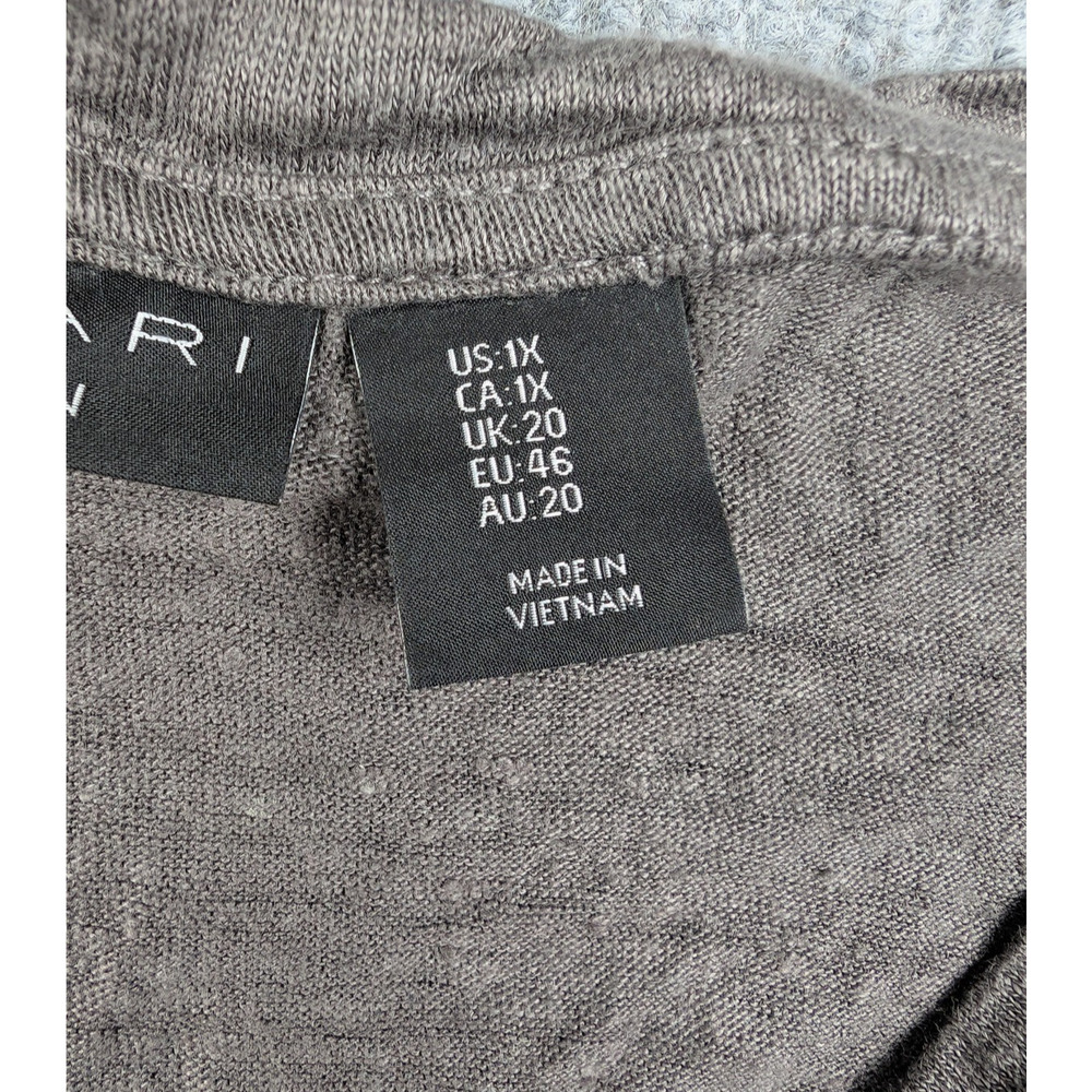 Tahari Short Sleeve V-Neck Tee in Taupe - Picture 6 of 11